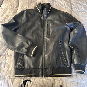 Wilsons Cycle Faux Leather Jacket Mens Medium Skull Patch FLAW Motorcycle